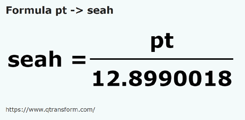 formula Британская пинта в Сата - pt в seah
