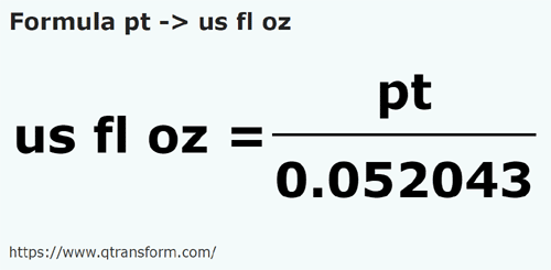 formula UK pints to US fluid ounces - pt to us fl oz
