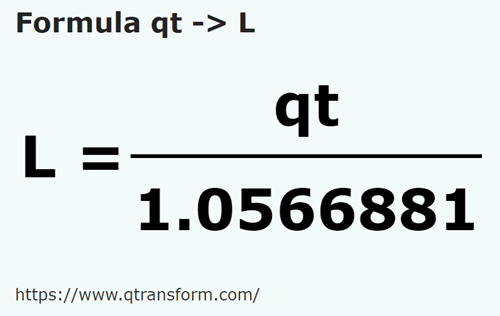 formule Amerikaanse quart vloeistoffen naar Liter - qt naar L