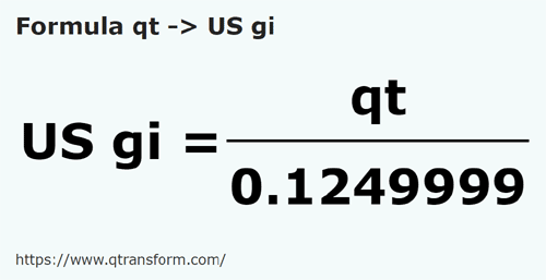 formula Кварты США (жидкости) в жабры американские - qt в US gi
