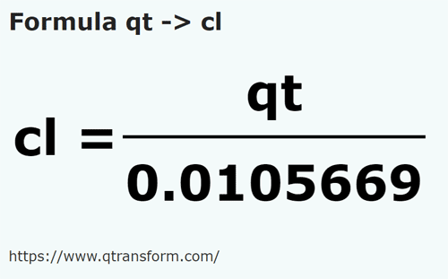 formula Cuartos estadounidense liquidos a Centilitros - qt a cl