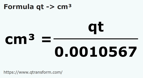 formula Quartos estadunidense em Centímetros cúbicos - qt em cm³