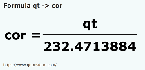 formule Amerikaanse quart vloeistoffen naar Cor - qt naar cor