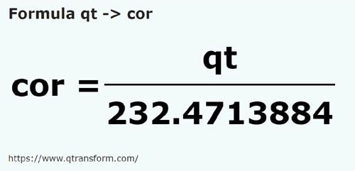 formula Кварты США (жидкости) в Кор - qt в cor