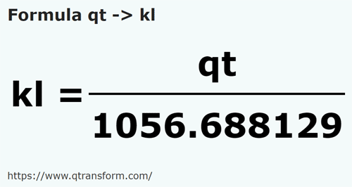 formula Kwarta amerykańska dla płynów na Kilolitry - qt na kl