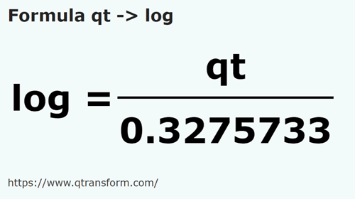 formule Amerikaanse quart vloeistoffen naar Log - qt naar log