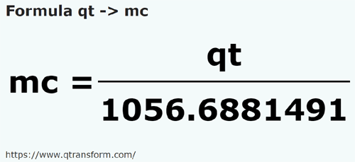 formulu ABD Kuartı (Sıvı) ila Metreküp - qt ila mc