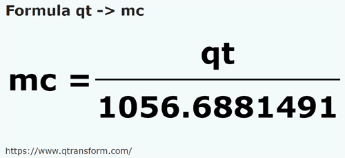 formula US quarts (liquid) to Cubic meters - qt to mc