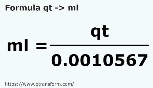 formule Amerikaanse quart vloeistoffen naar Milliliter - qt naar ml