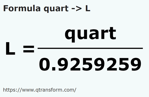 formule Quart en Litres - quart en L