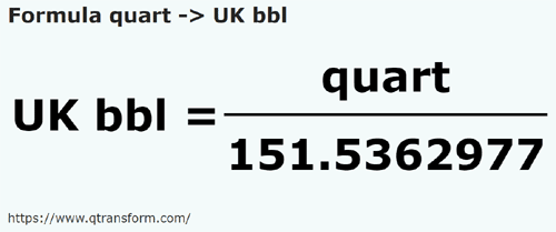 formule Quart en Barils impérials - quart en UK bbl