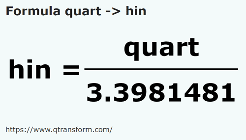 formula Quarts to Hins - quart to hin