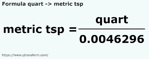 formula Chencie in Cucchiai da tè - quart in metric tsp