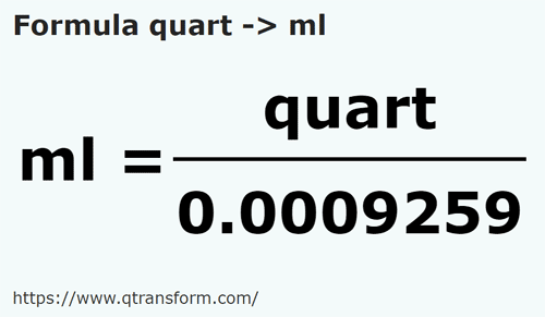 formula Kwartay na Mililitry - quart na ml