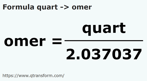 formula Kuart kepada Omer - quart kepada omer