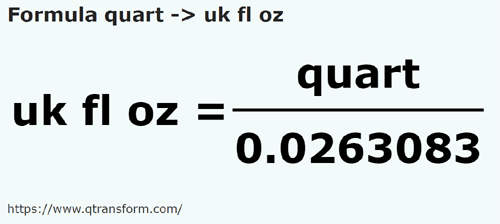 formule Quart en Onces liquides impériales - quart en uk fl oz