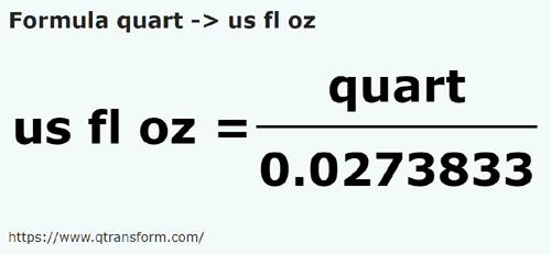 formule Quart en Onces liquides américaines - quart en us fl oz