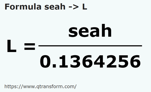 formula Seah kepada Liter - seah kepada L