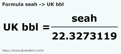 formula Sea in Barili britanici - seah in UK bbl