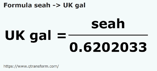 formula Seas em Galãos imperial - seah em UK gal
