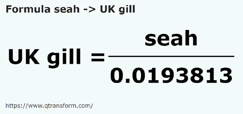 formula Seah to UK gills - seah to UK gill