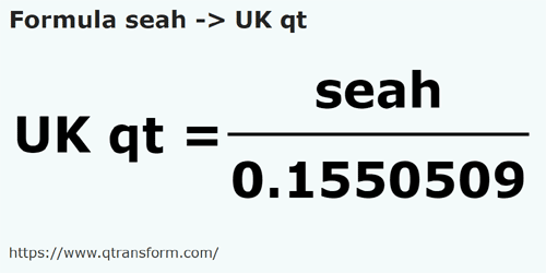 formula Sea in Sferturi de galon britanic - seah in UK qt