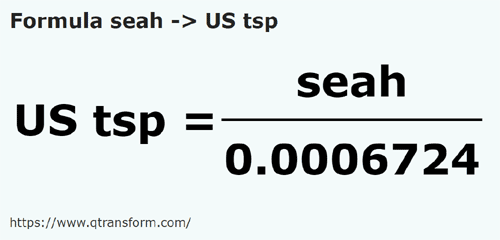 formula See na Lyżeczka do herbaty amerykańska - seah na US tsp