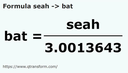 formula Seah to Baths - seah to bat