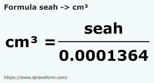 formulu Sea ila Santimetre küp - seah ila cm³