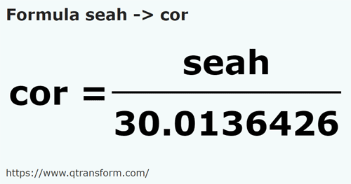 formula Seah to Cors - seah to cor