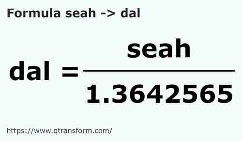 formula Seah kepada Dekaliter - seah kepada dal