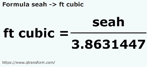 formula Sea in Picioare cubi - seah in ft cubic