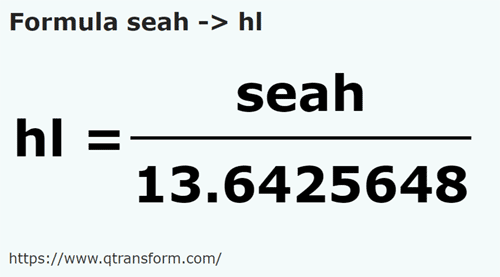 formule Sea naar Hectoliter - seah naar hl