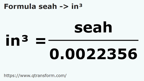 formula Seas a Pulgada cúbicas - seah a in³