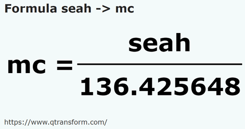 formule Sea en Mètres cubes - seah en mc