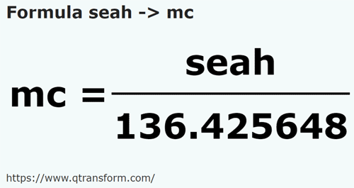 formula Sea in Metri cubi - seah in mc