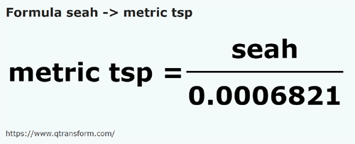formula Seah to Metric teaspoons - seah to metric tsp