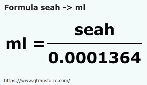 formule Sea naar Milliliter - seah naar ml