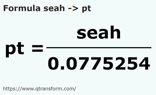 formula Seah to UK pints - seah to pt