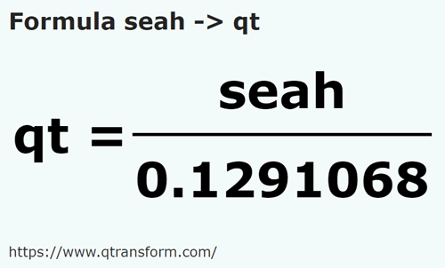 formule Sea naar Amerikaanse quart vloeistoffen - seah naar qt