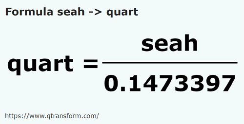 formula Seah to Quarts - seah to quart