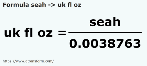 formula Seah to UK fluid ounces - seah to uk fl oz