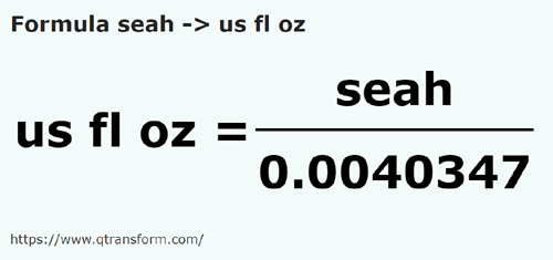 formule Sea naar Amerikaanse vloeibare ounce - seah naar us fl oz