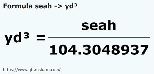 formula Seah to Cubic yards - seah to yd³