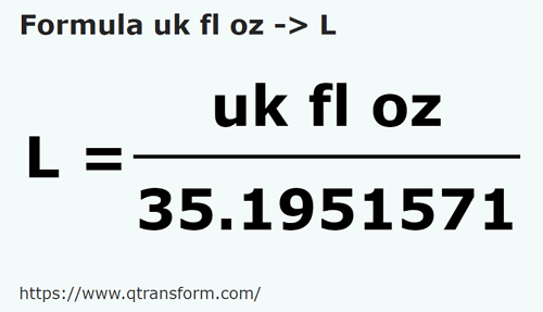 formula Uncja objętości na Litry - uk fl oz na L
