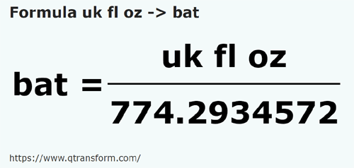formula Onzas anglosajonas a Bato - uk fl oz a bat