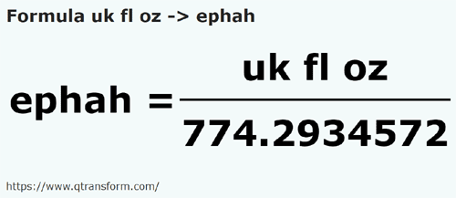 formula Британская жидкая унция в Ефа - uk fl oz в ephah
