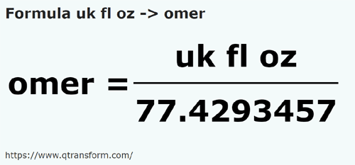 formula Британская жидкая унция в Гомор - uk fl oz в omer