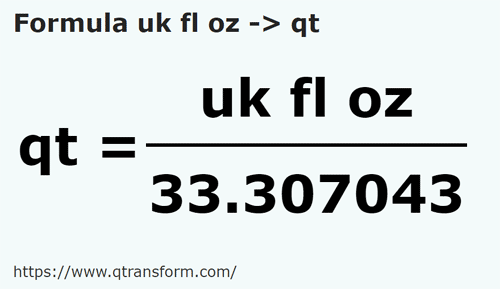 formula Auns cecair UK kepada Kuart (cecair) US - uk fl oz kepada qt