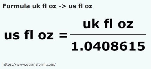 umrechnungsformel Britische Flüssigunzen in Amerikanische Flüssigunzen - uk fl oz in us fl oz